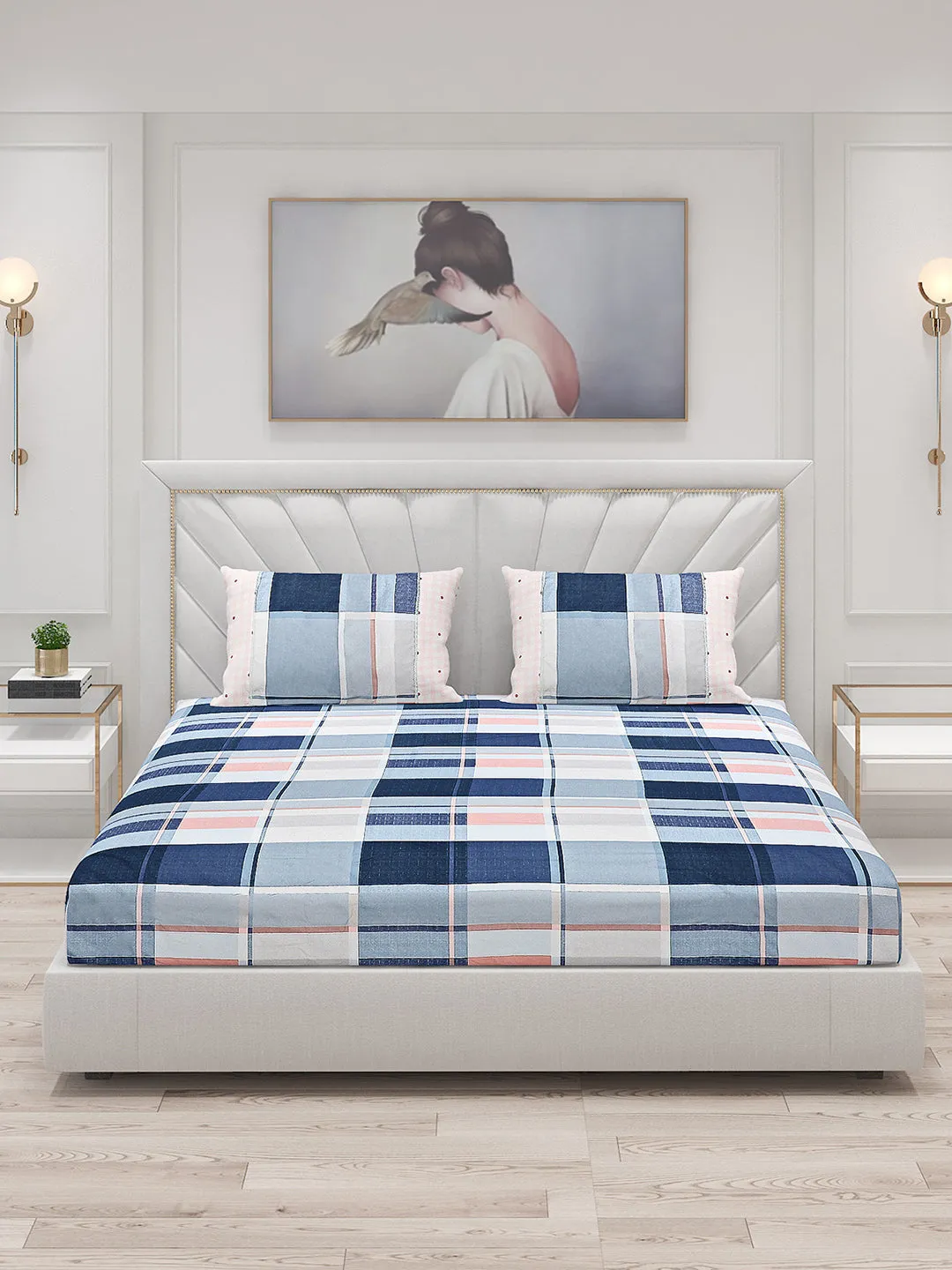 130 GSM Polyester Double Bed Bedsheet with 2 Pillow Covers