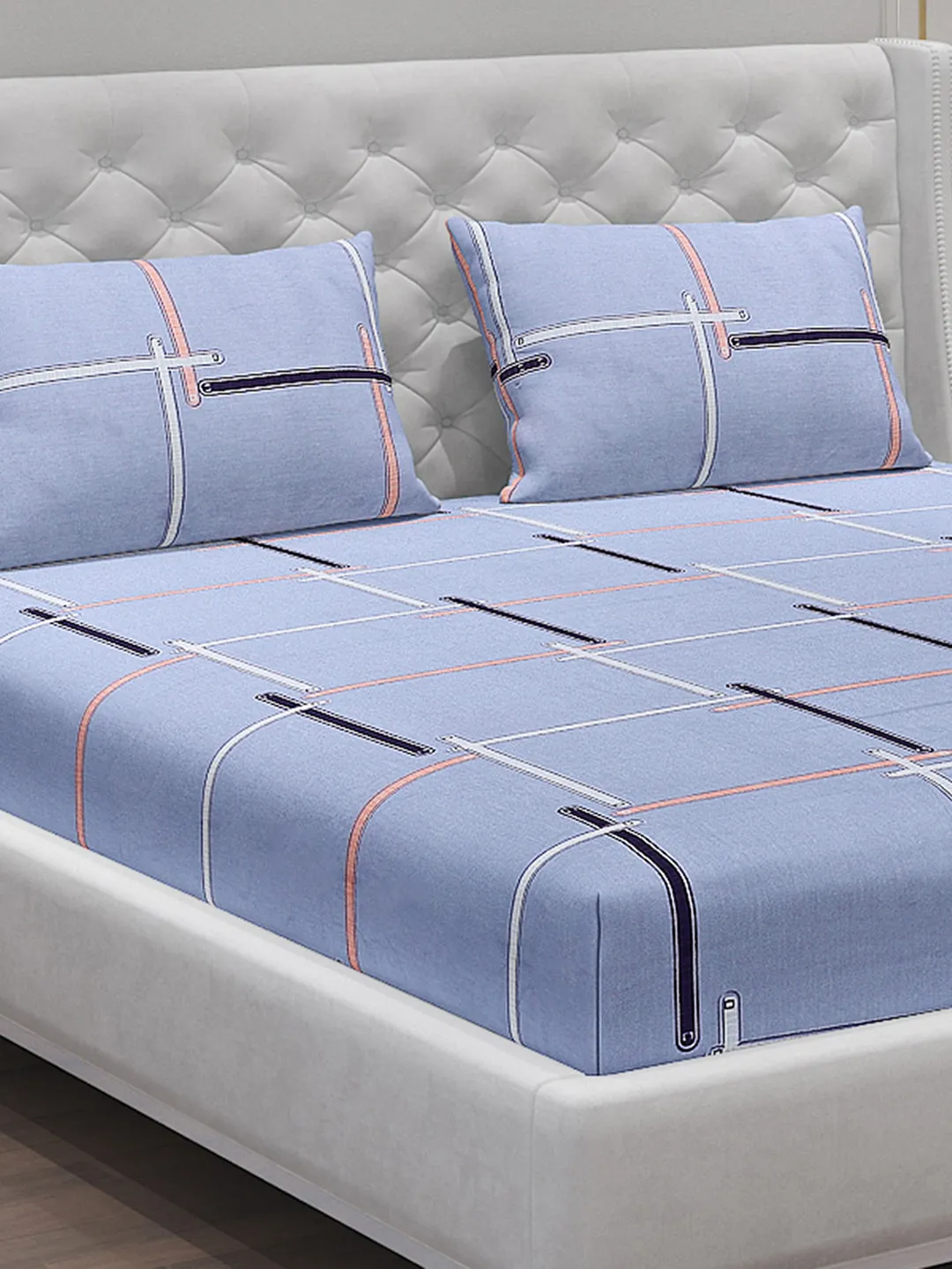 140 GSM Polyester Double Bed Bedsheet with 2 Pillow Covers