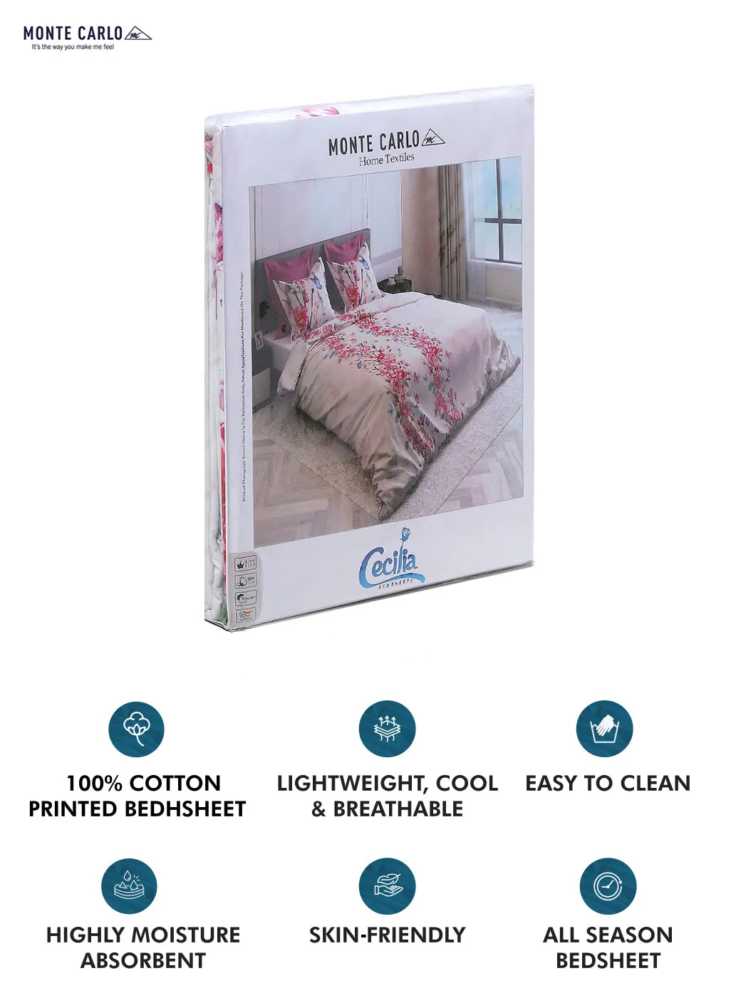 300 TC Cotton Double Bedsheet with 2 Pillow Covers