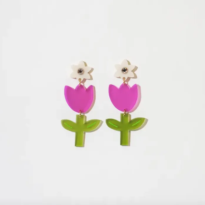 Acrylic Tulip Dangle Earrings