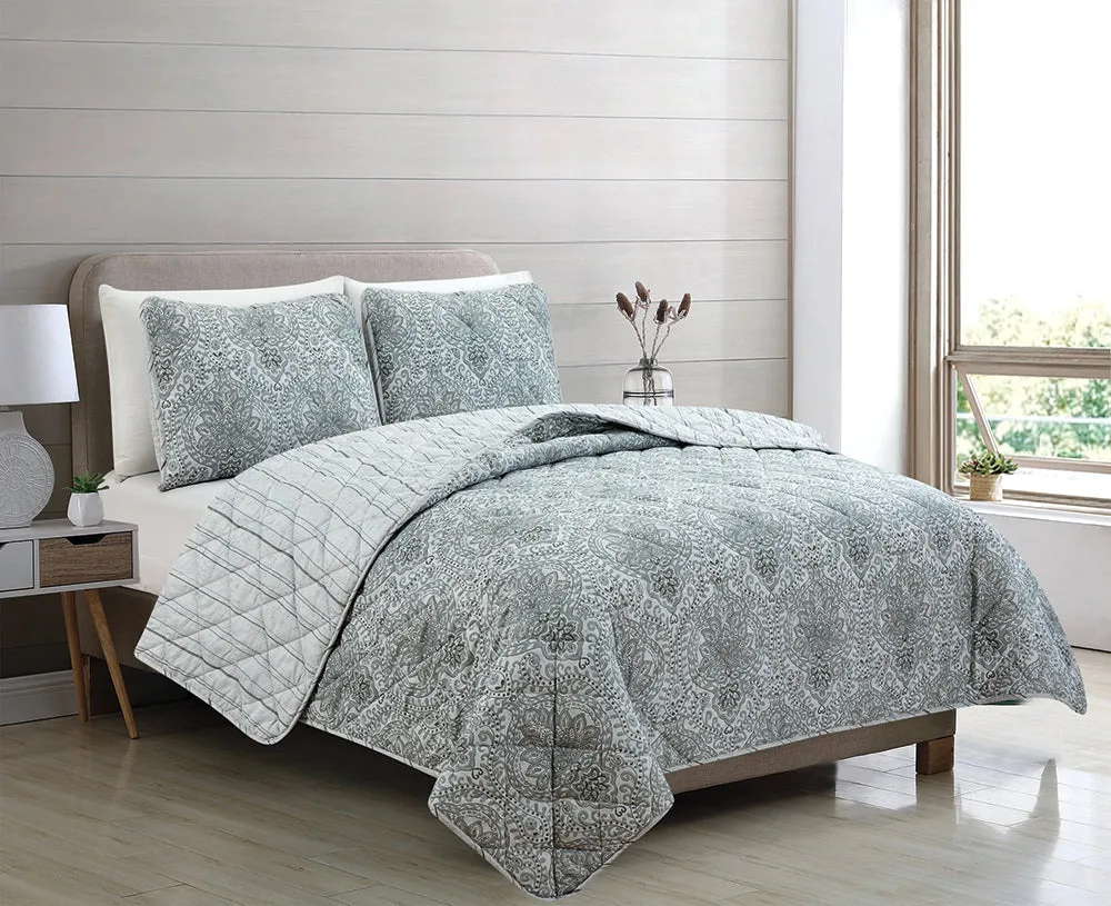 Adrianne Grey Reversible Quilt Set