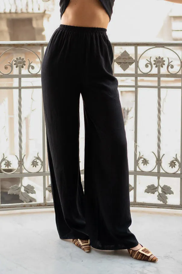 Amalfi Black Linen Pants