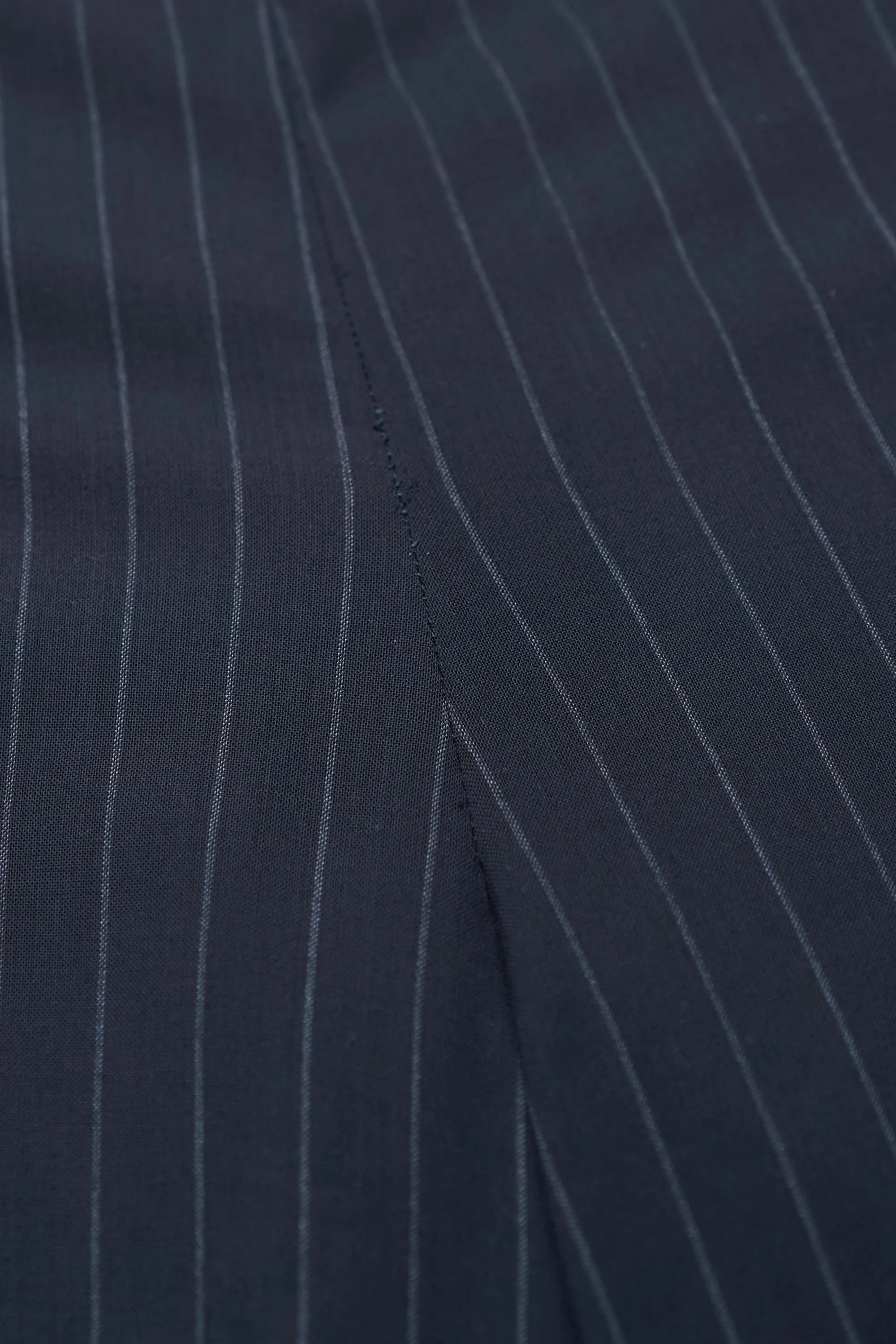 Ambrosi Napoli Navy Chalkstripe Wool Double Pleat Trousers Bespoke