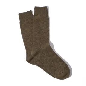 Anonymous Ism Khaki Green Quilt Knit Crew Socks