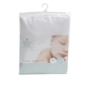 Baby First Cotton Bassinet Sheet Set - White