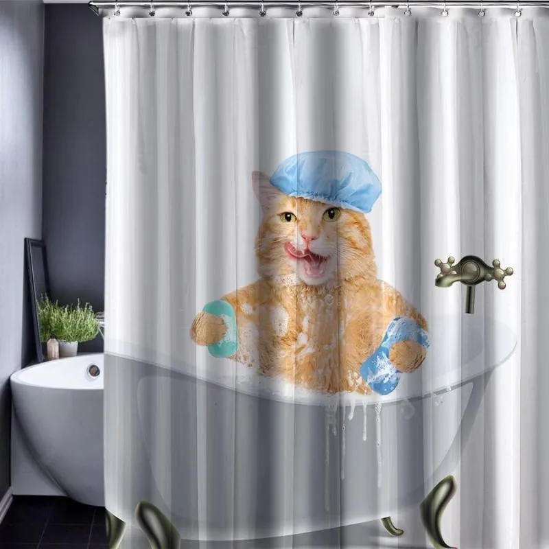 Bathing Meow Shower Curtain