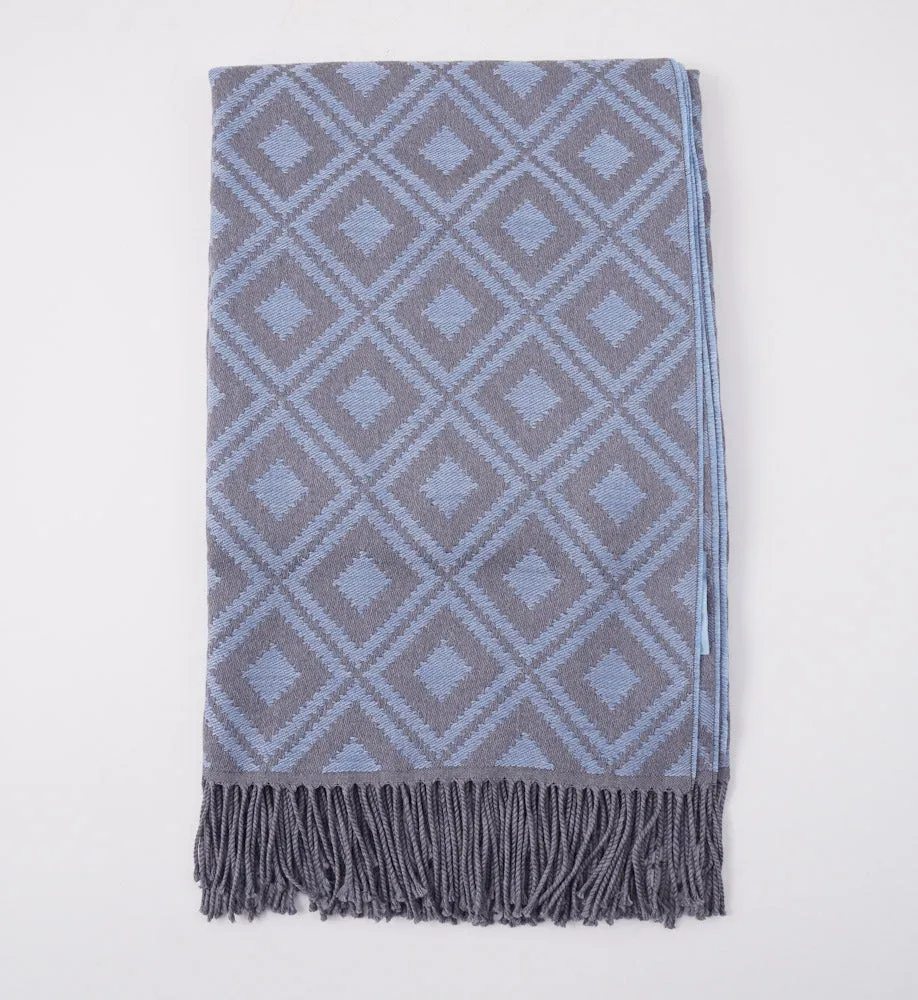 Battisti Diamond Jacquard Wool Throw Blanket