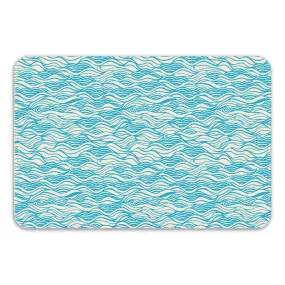 Beach House Decor, Waves Bath Mat, Nautical Bathroom Decor, Boho Bath Mat, Calm Ocean Waves, Beach Theme Bathroom Decor, Microfiber Blue Mat