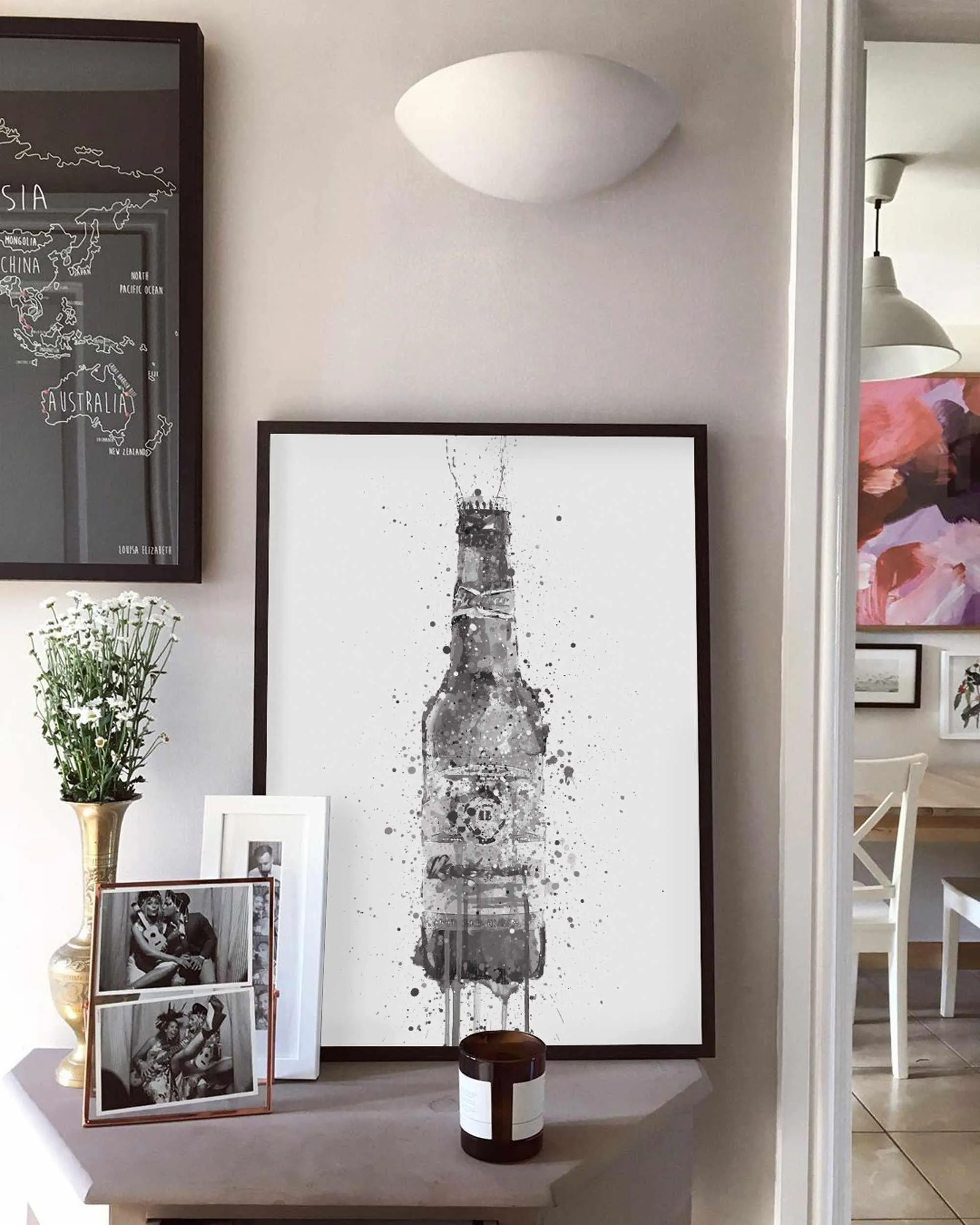 Beer Bottle Wall Art Print 'Amber' (Grey Edition)