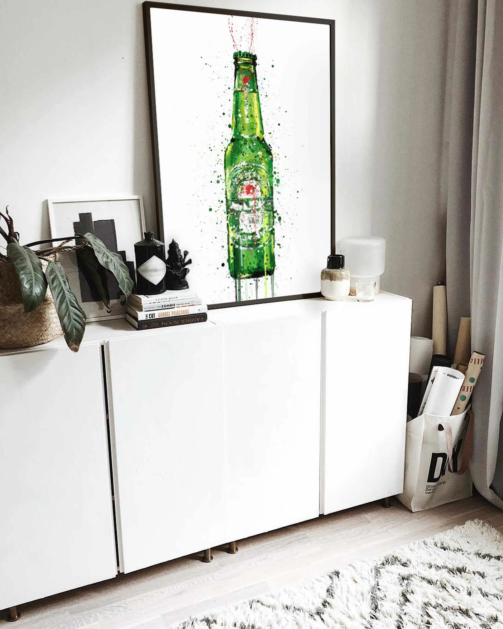 Beer Bottle Wall Art Print 'Malachite'