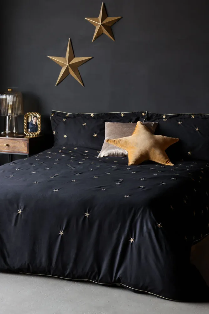 Black Falling Star Duvet Cover and Pillow Case Set - Four Sizes Available -