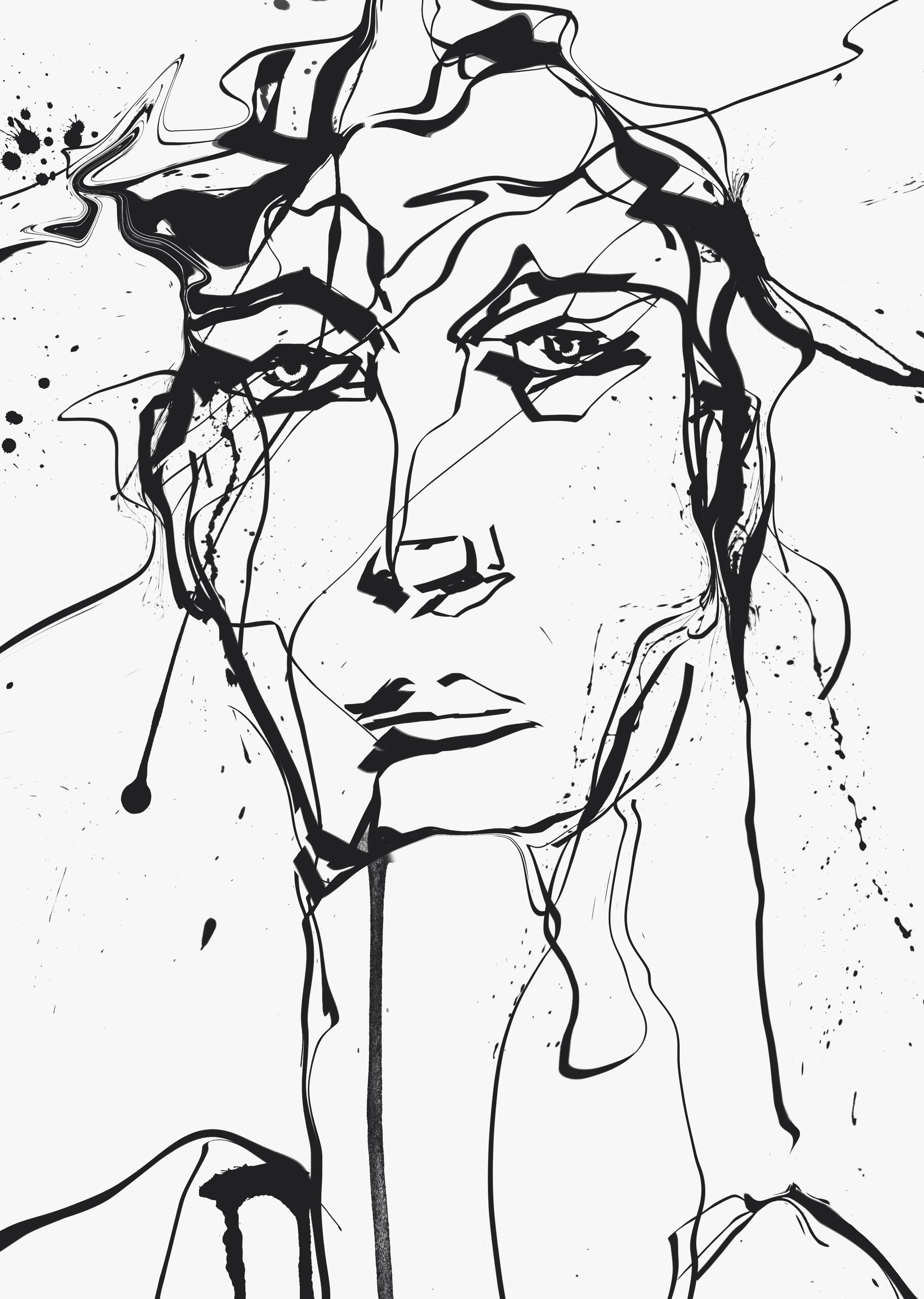 Black Ink Portrait Art Print (2)