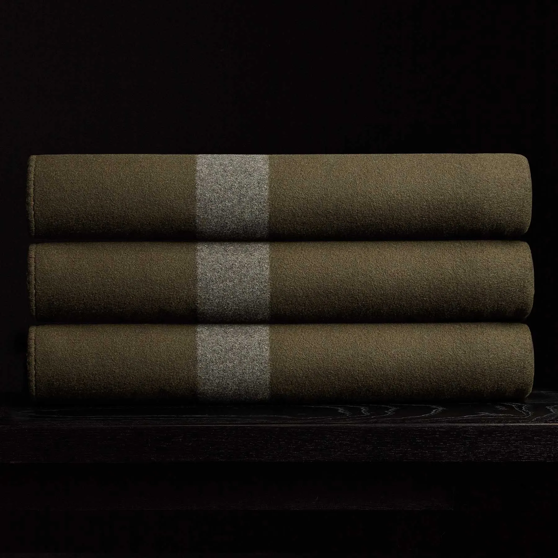 Brushed Cashmere Wool Surplus Blanket - Marsh/Charcoal