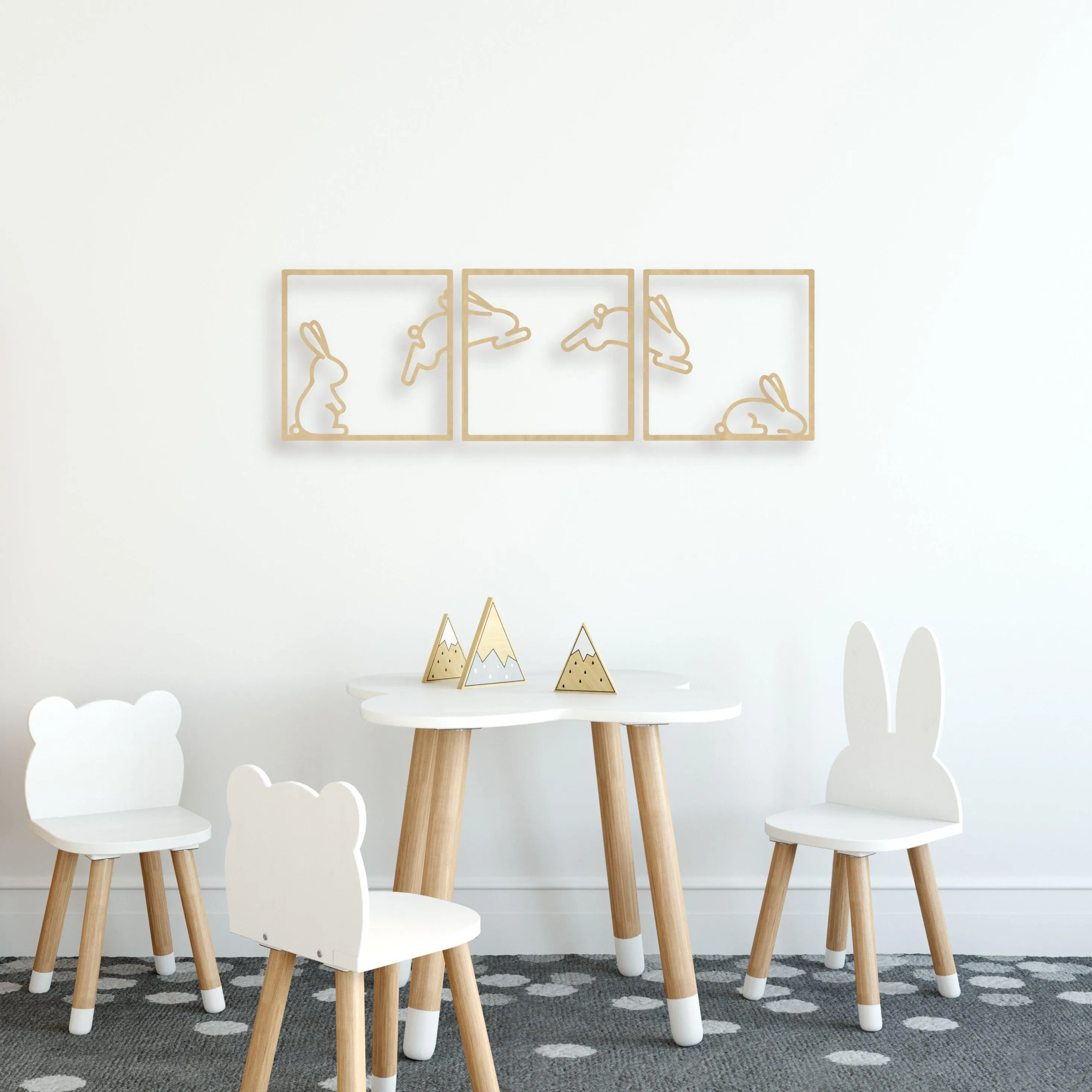 Bunny Hop Easter Squares Wall Decal or Wall Plaque