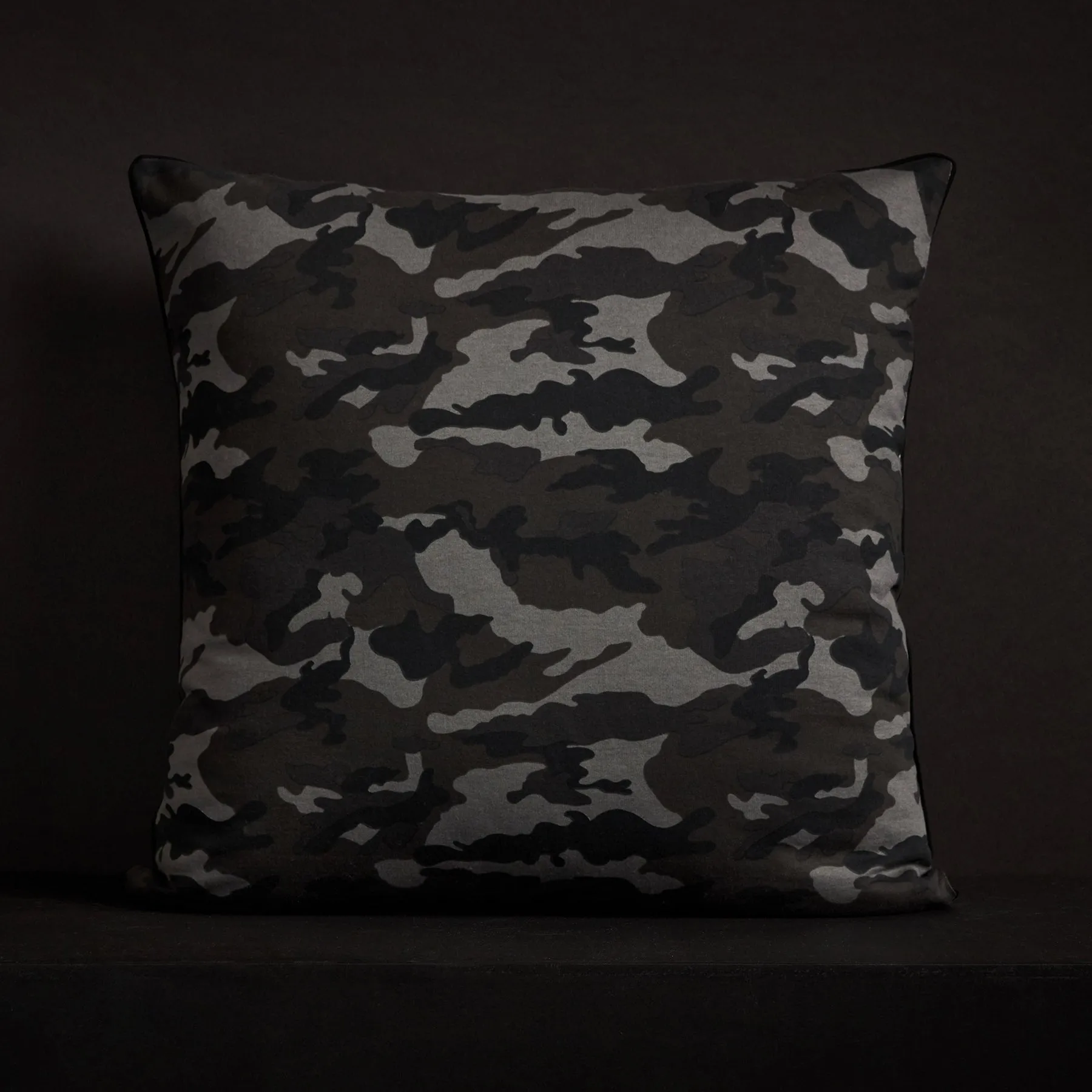 Camo Throw Pillow With Piping - Night Camo