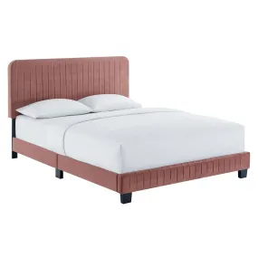 Celine Channel Tufted Performance Velvet Platform Bed