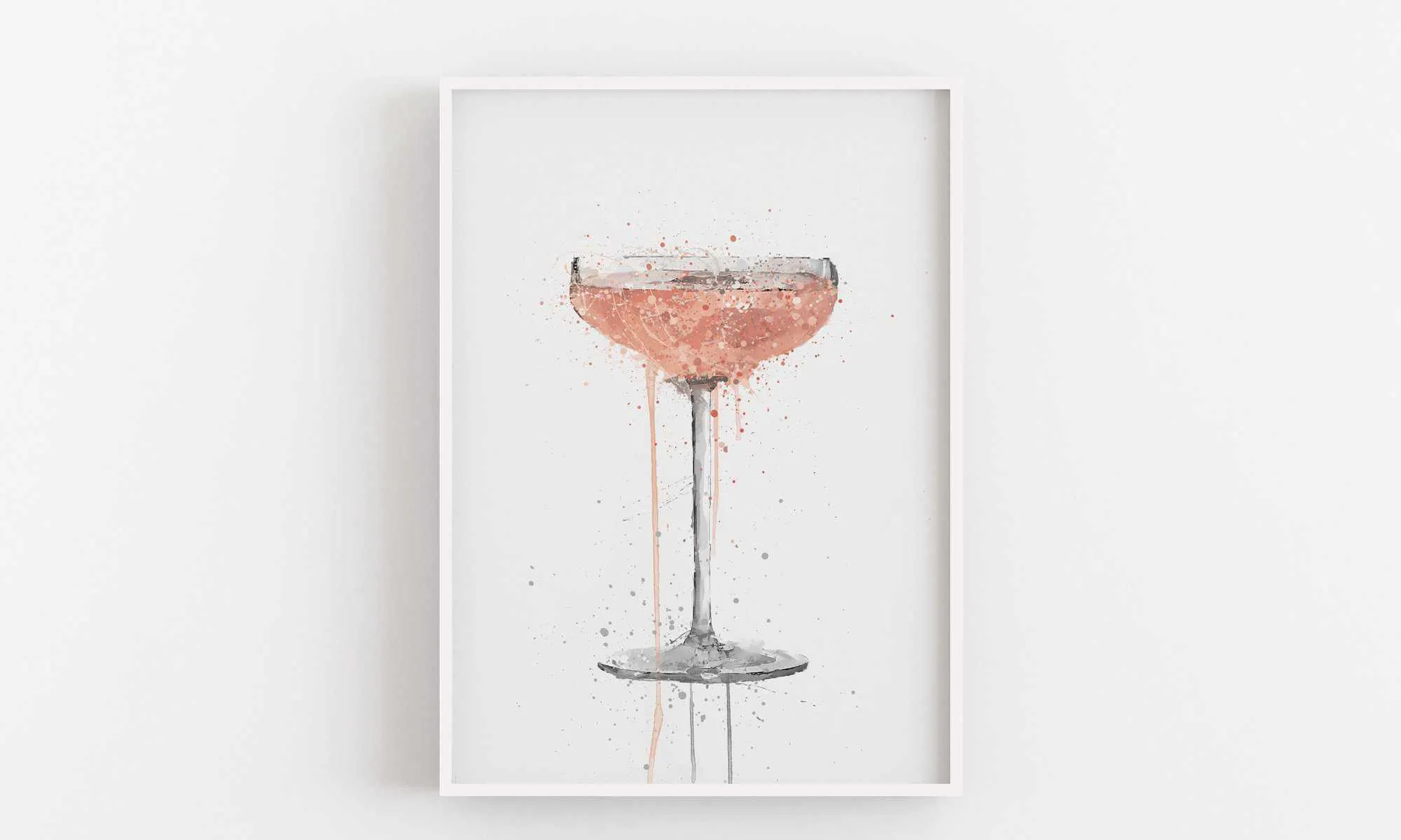 Champagne Coupe 'Rose' Cocktail Wall Art Print