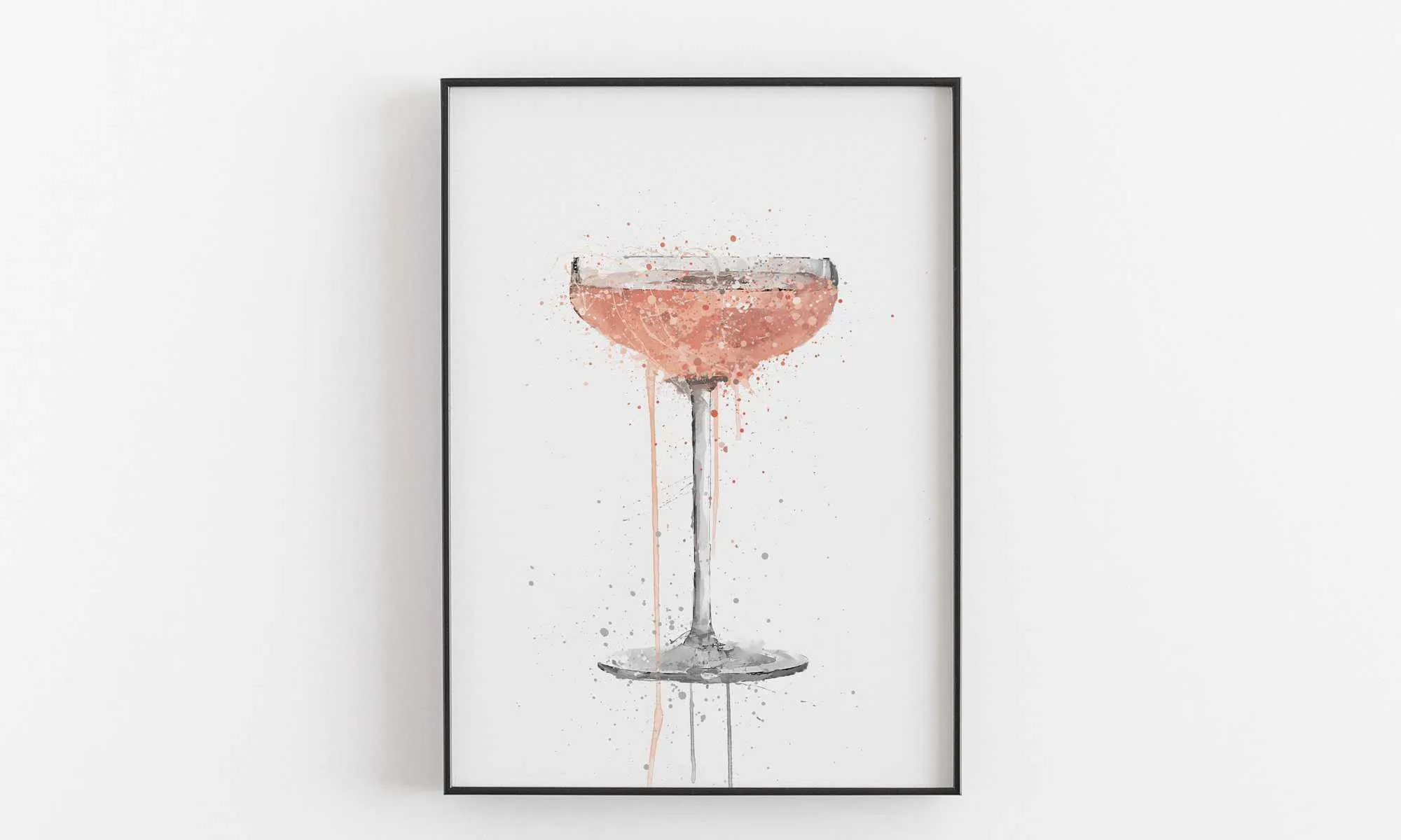 Champagne Coupe 'Rose' Cocktail Wall Art Print