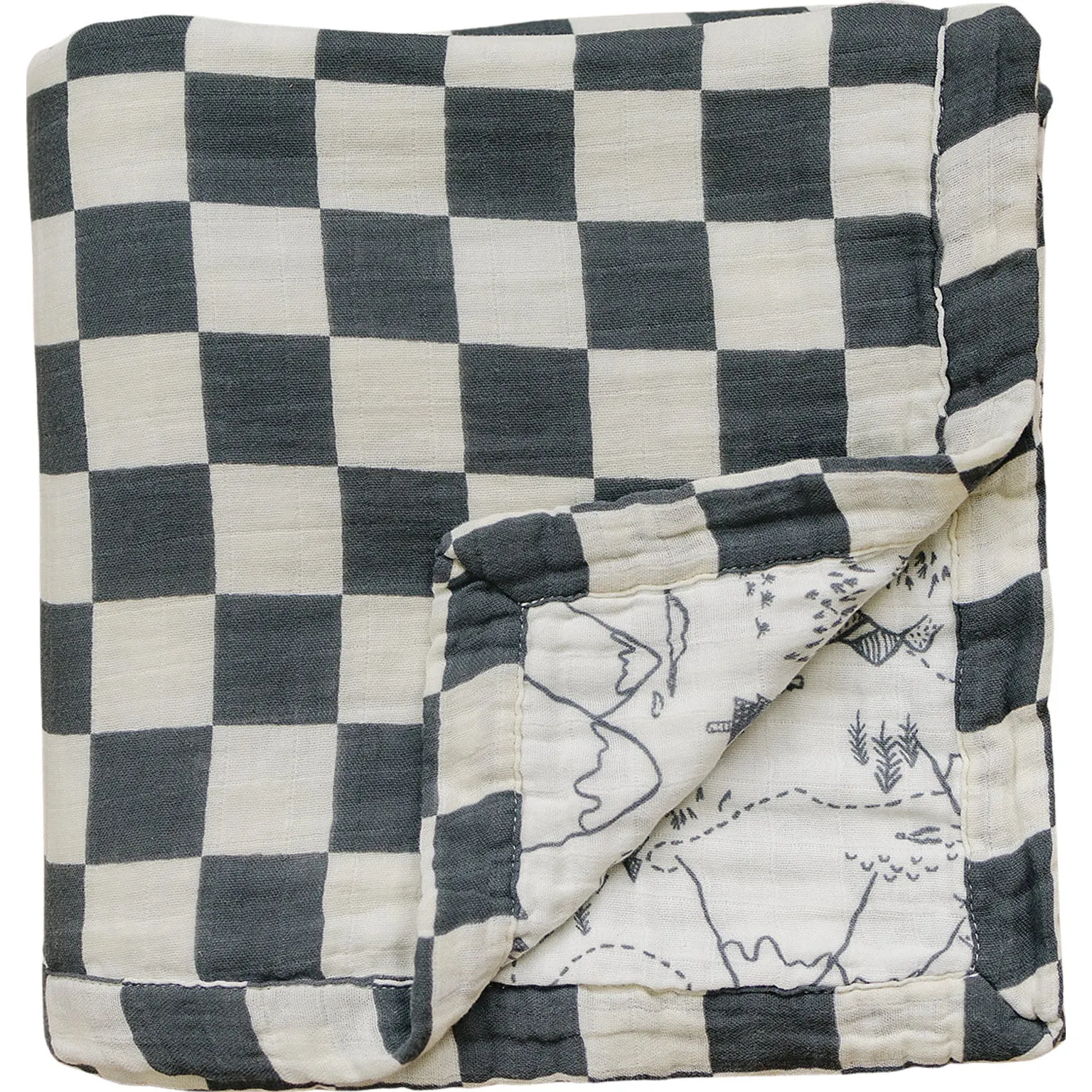 Charcoal Checkered   Summit Muslin Quilt