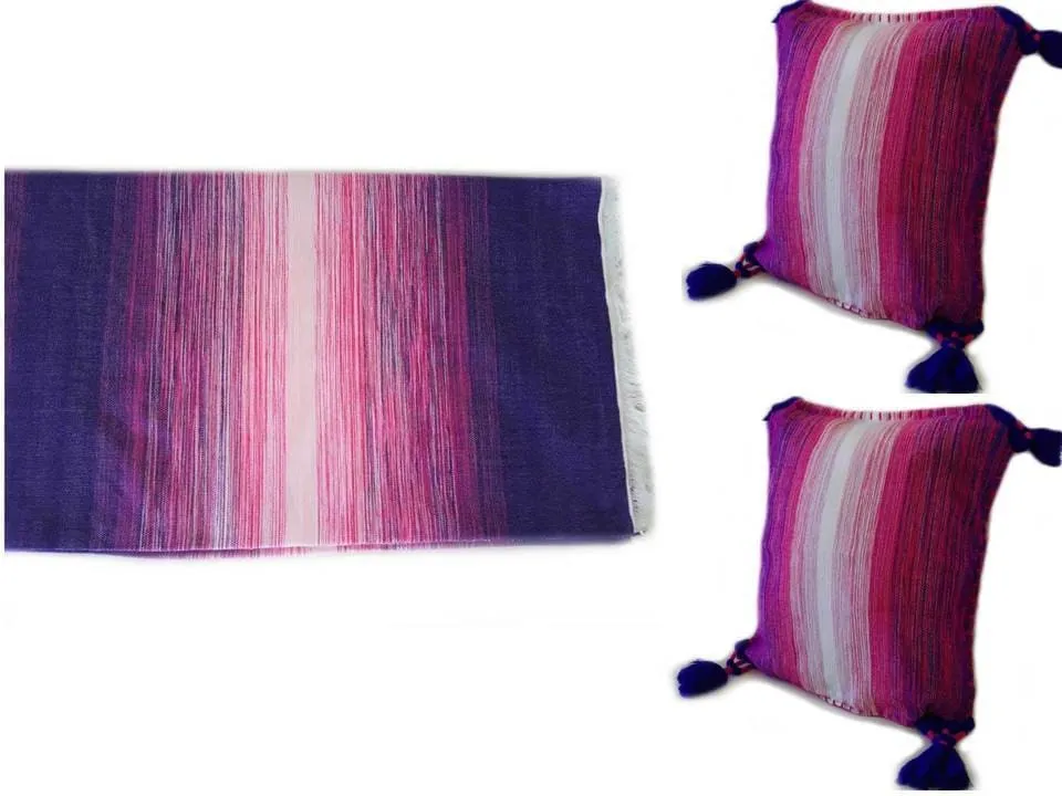 Chefchaouen Blanket with two Tassel Pillow Covers - Maria