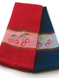 Cherry Dish Towel - Navy or Red - Sold Separately