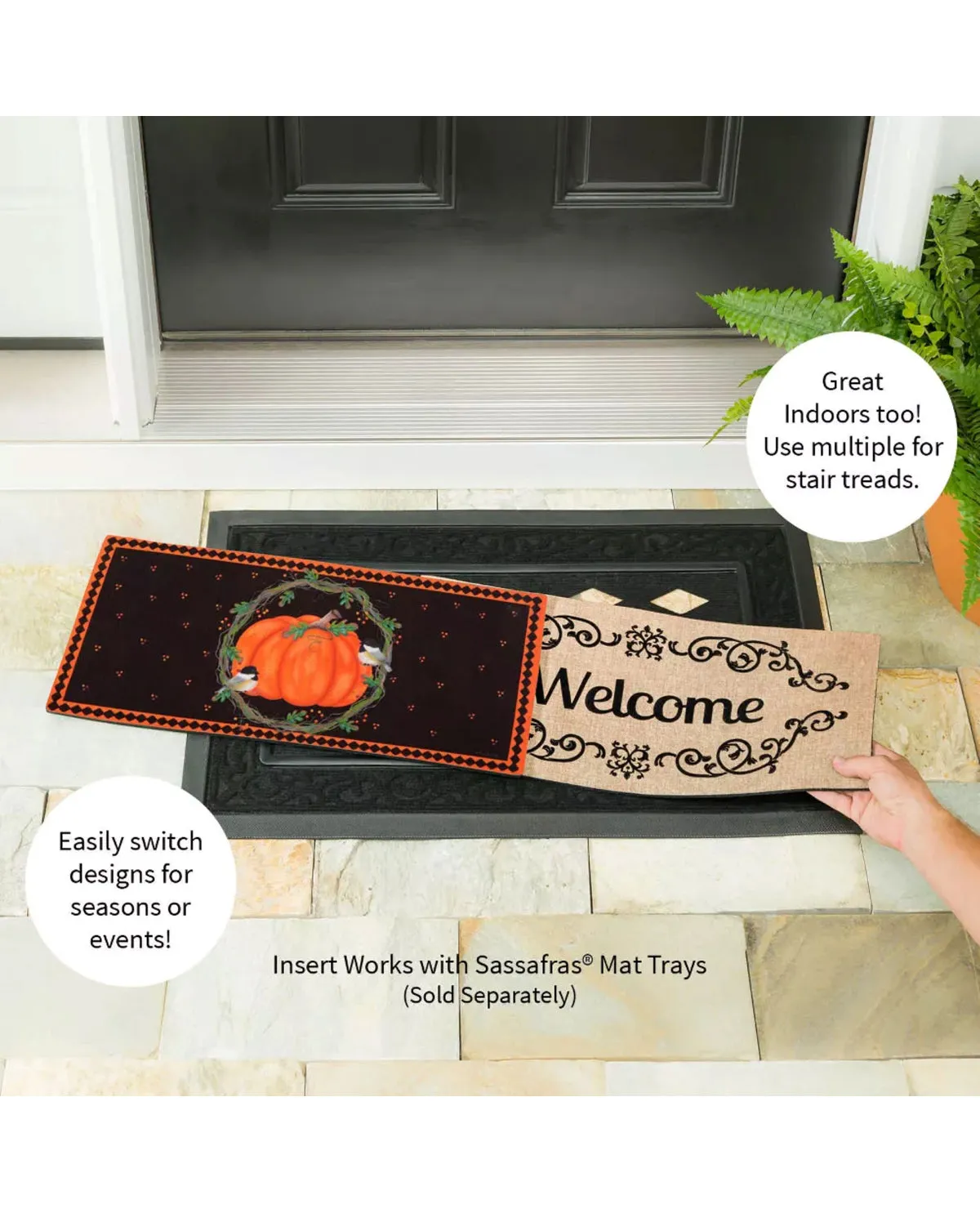 Chickadee And Pumpkin Sassafras Switch Door Mat