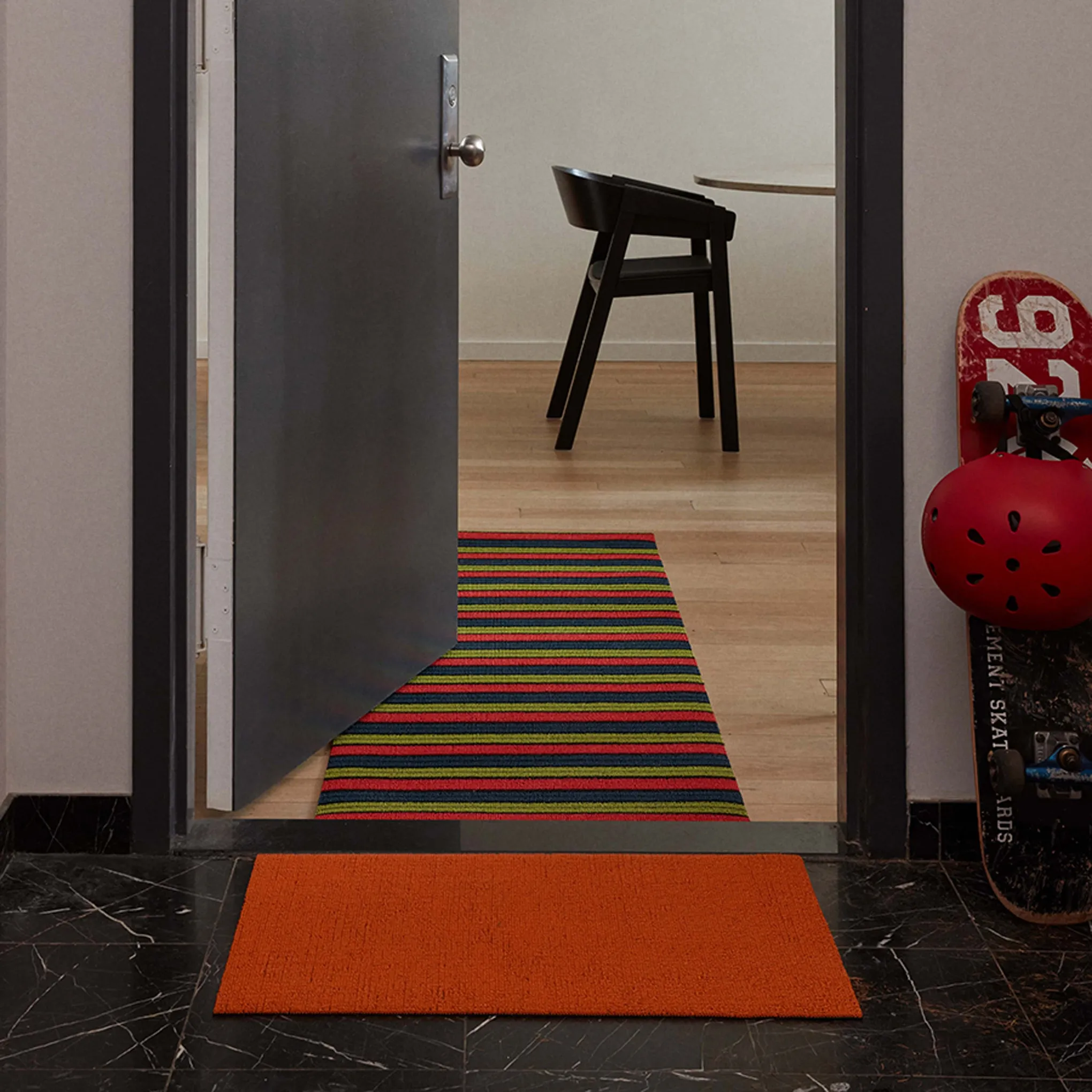 Chilewich Ribbon Stripe Shag Floor Mat - Limelight