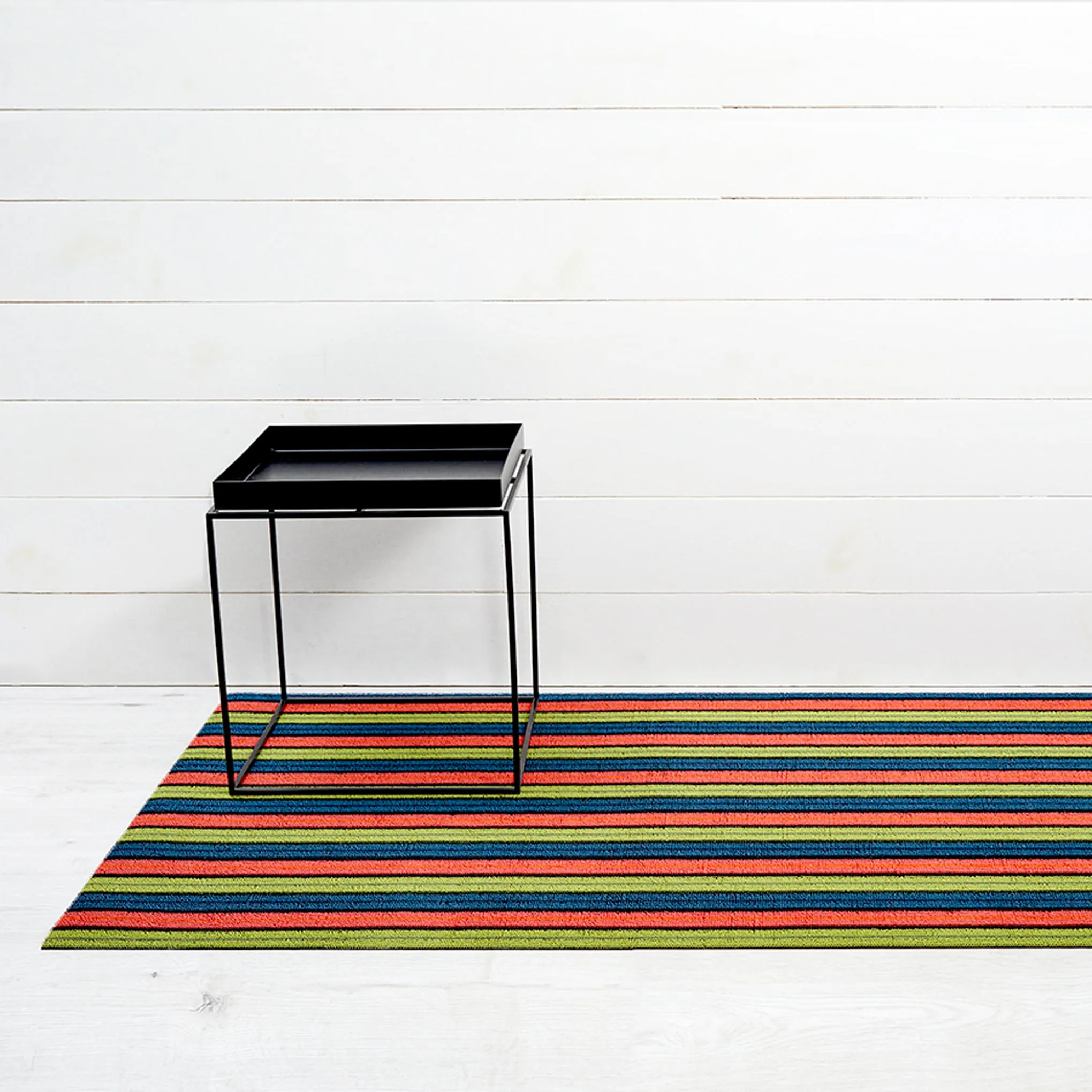 Chilewich Ribbon Stripe Shag Floor Mat - Limelight