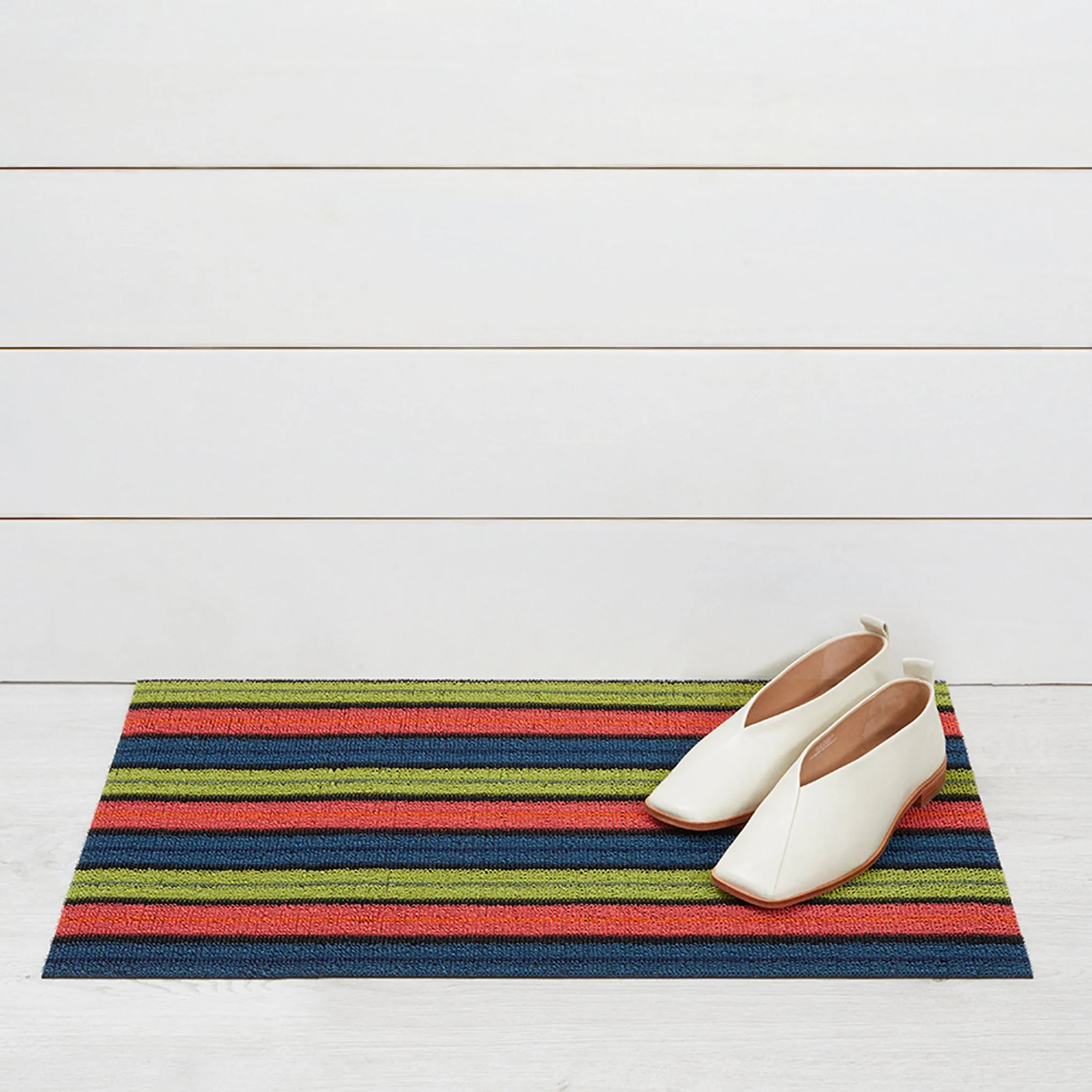 Chilewich Ribbon Stripe Shag Floor Mat - Limelight