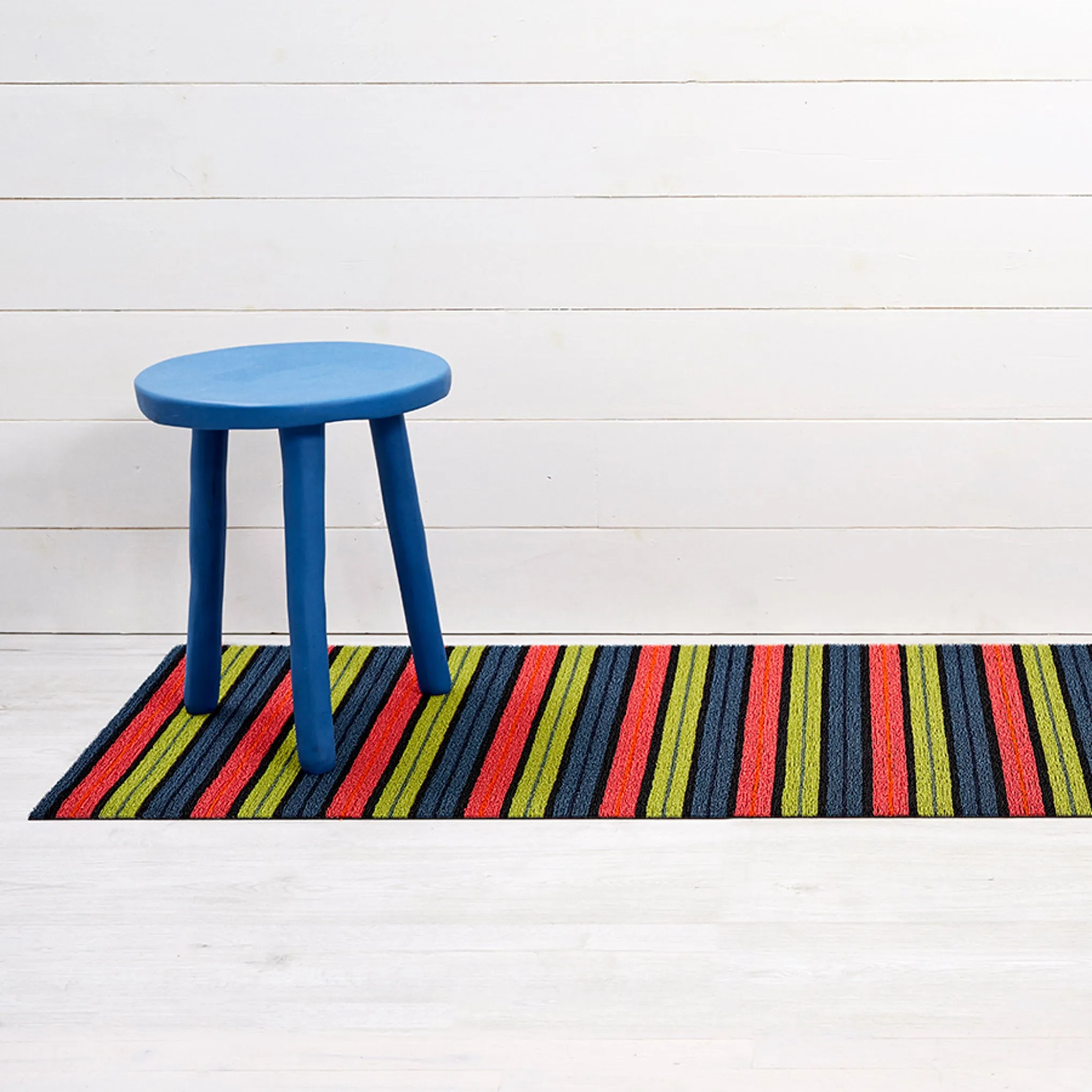 Chilewich Ribbon Stripe Shag Floor Mat - Limelight