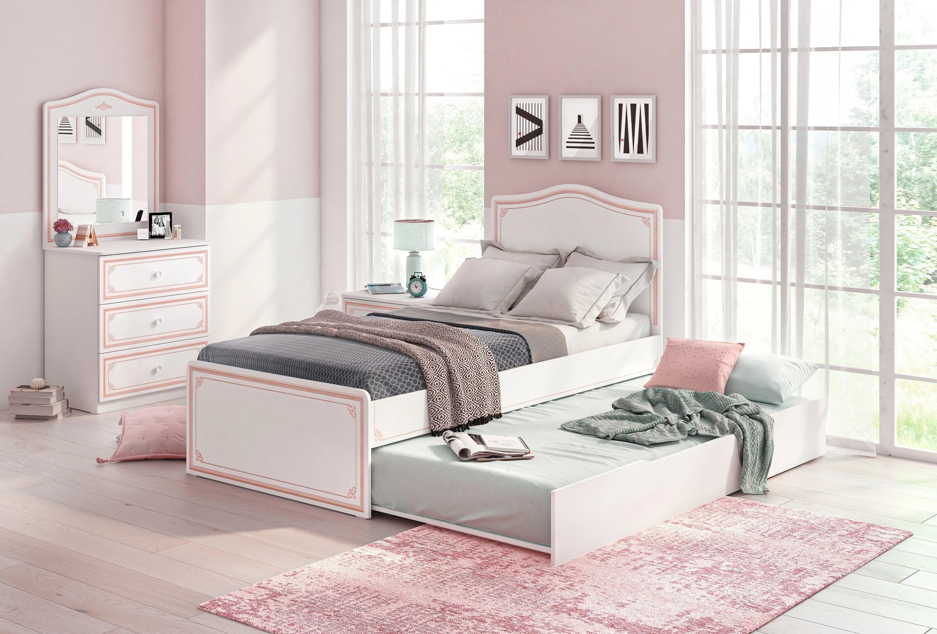 Cilek Selena Pink Bed (100X200 Cm Or 120X200 Cm)