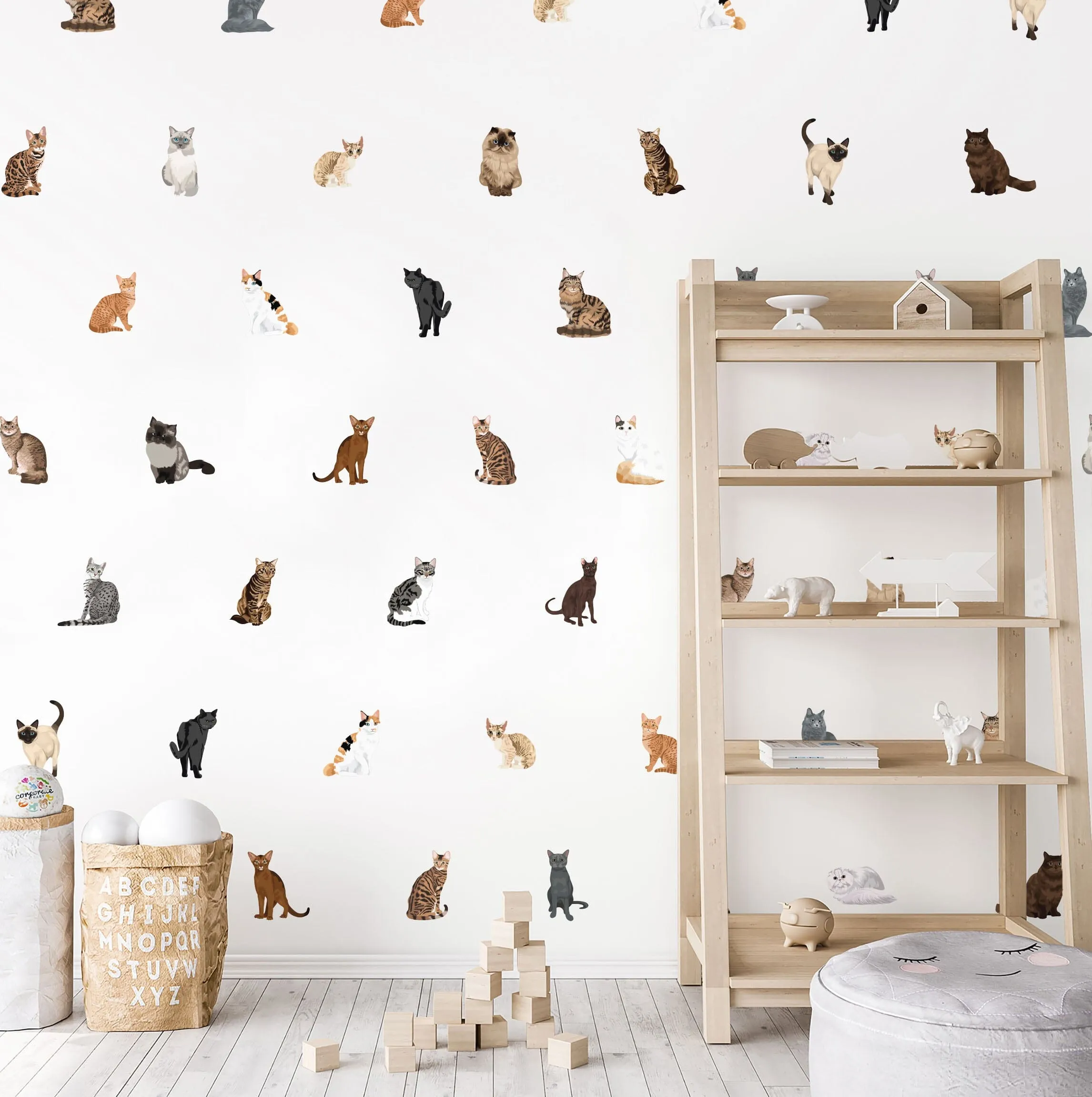 Colorful Cat Wall Decal Set