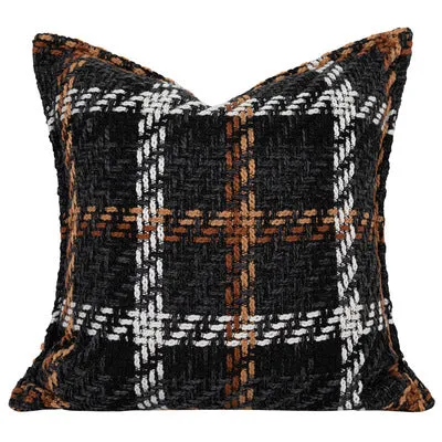 Cream And Brown Tartan Pattern Bed Cushion Set