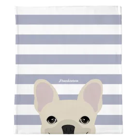 Cream French Bulldog on Silver Stripes | Frenchie Blanket