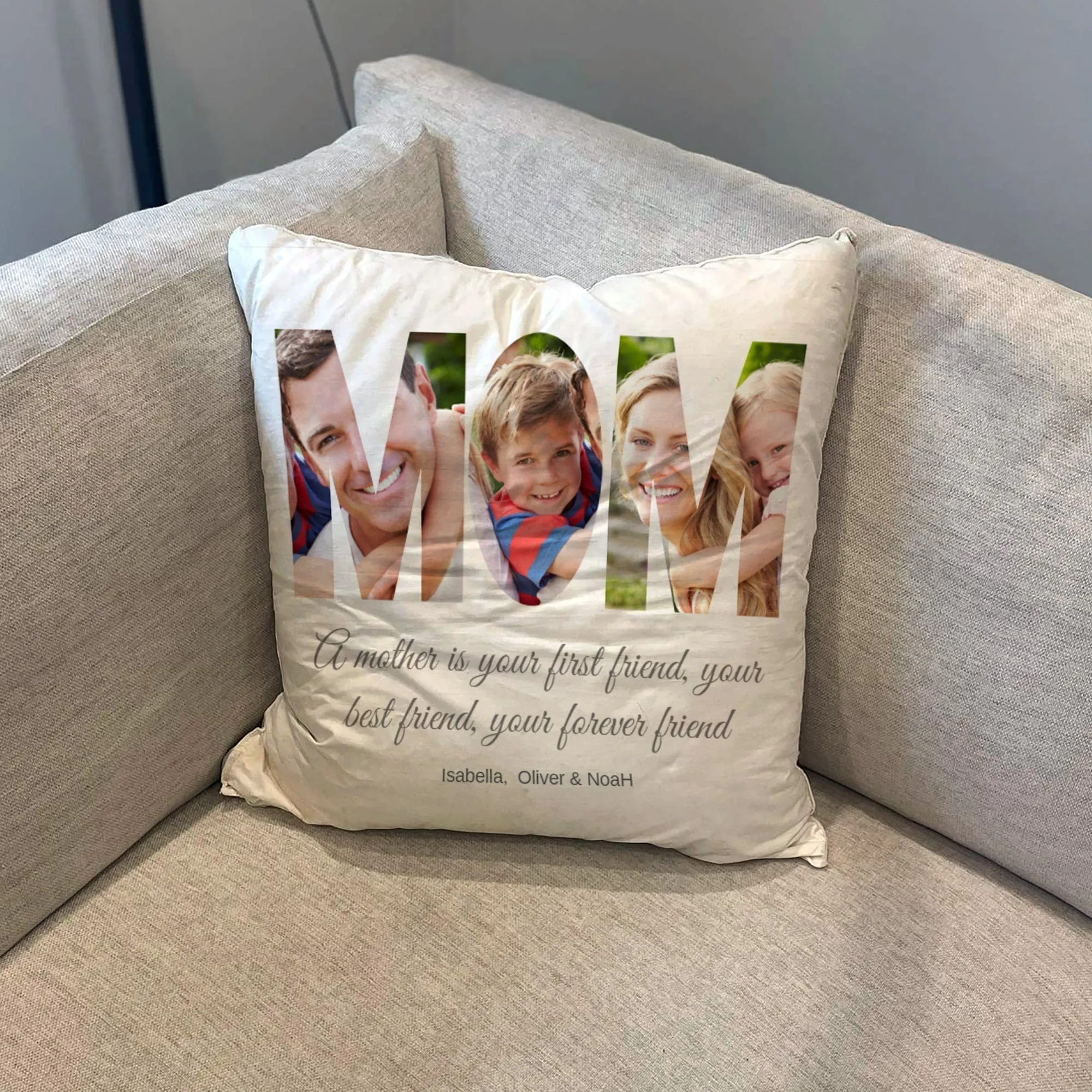 Custom Photo Collage Decorative Throw Pillow for Mom