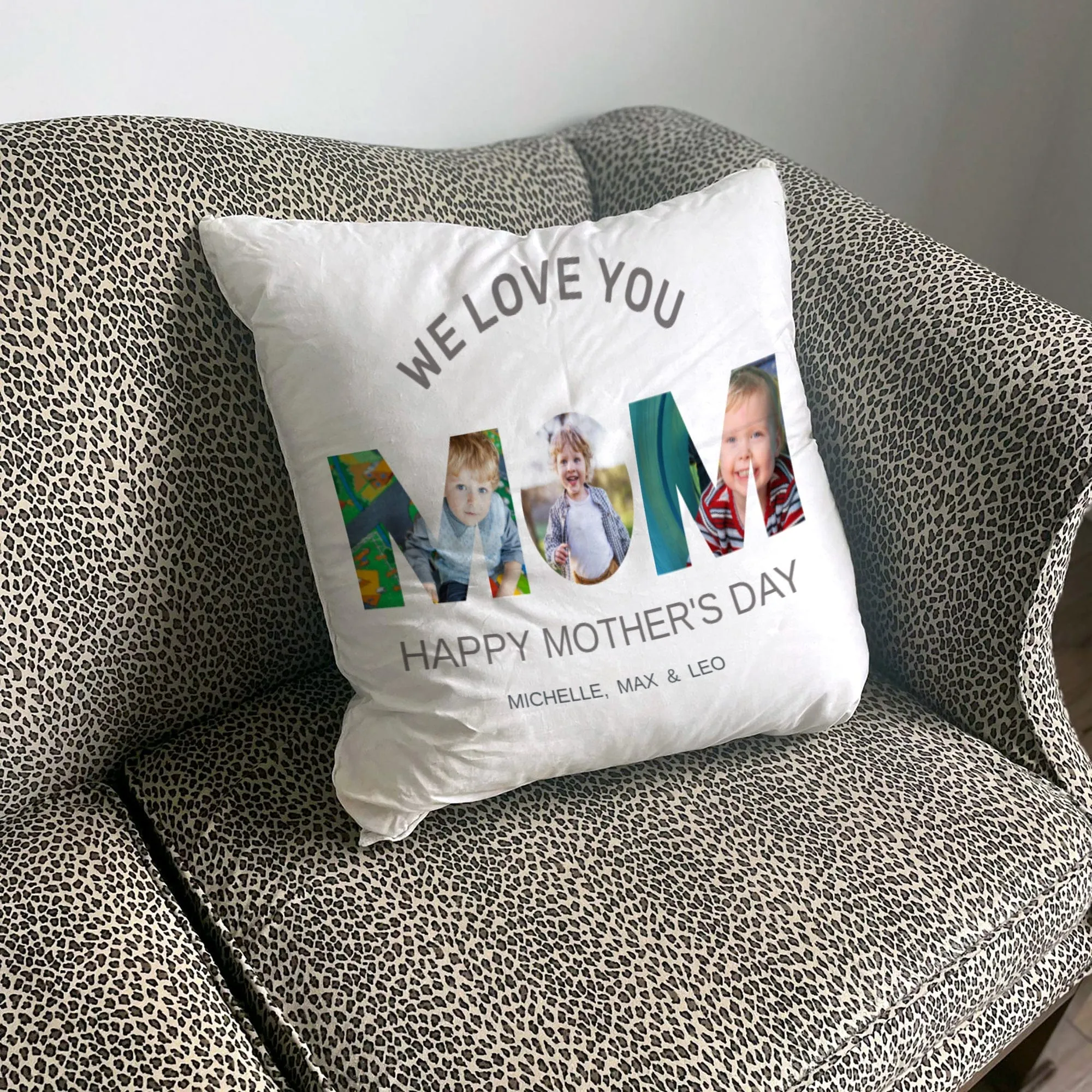 Custom Photo Collage Decorative Throw Pillow for Mom