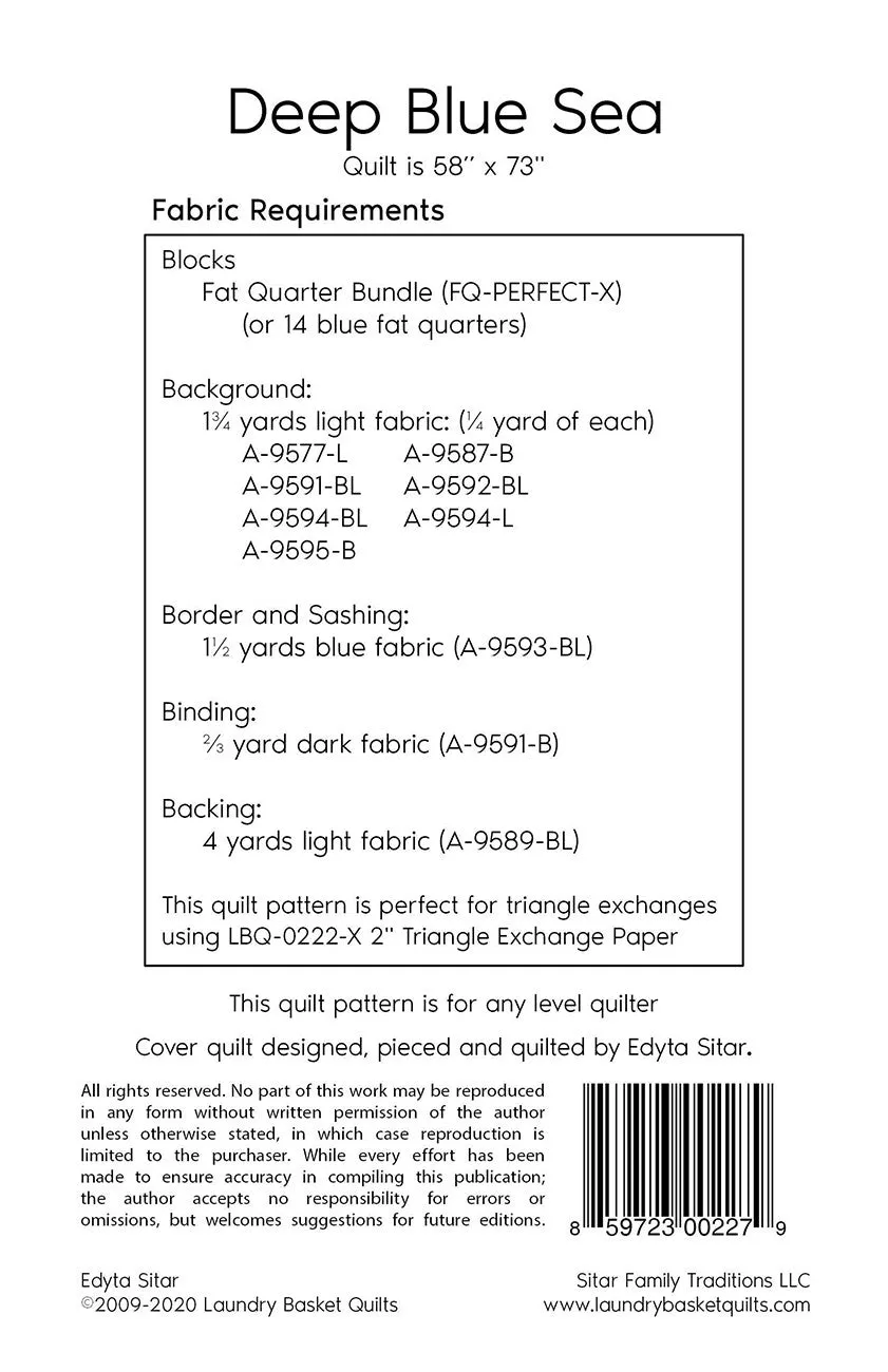 Deep Blue Sea Quilt Pattern by Edyta Sitar from Laundry Basket Quilts, LBQ-0227-P