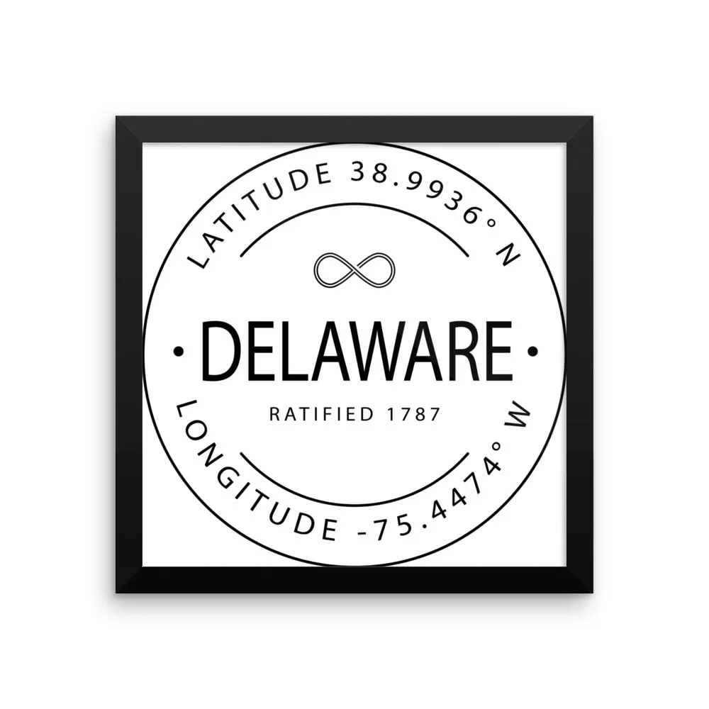 Delaware - Framed Print - Latitude & Longitude