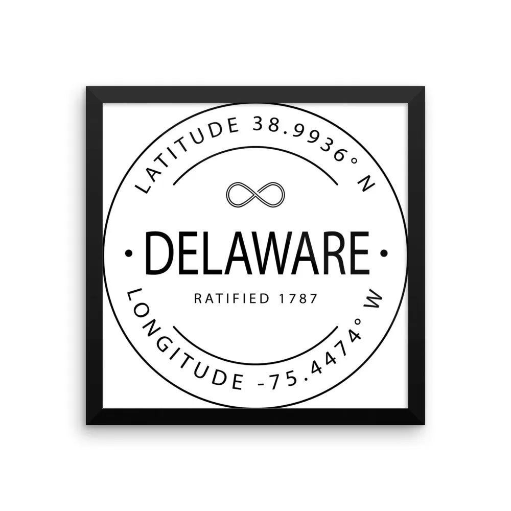 Delaware - Framed Print - Latitude & Longitude