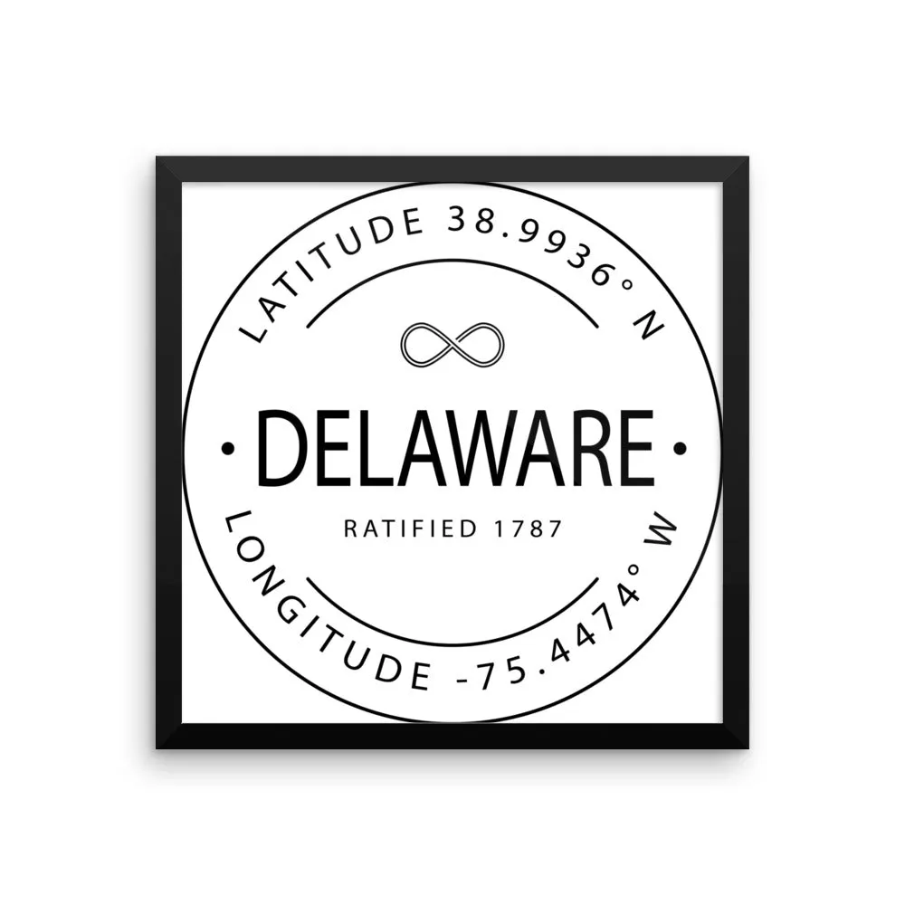 Delaware - Framed Print - Latitude & Longitude