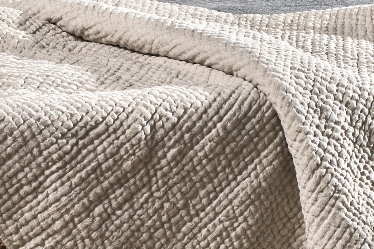 Deuli Linen Bed Quilt - Natural