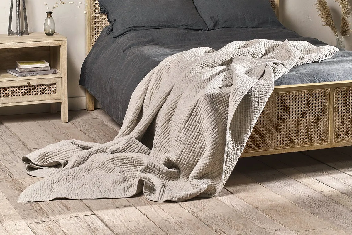 Deuli Linen Bed Quilt - Natural