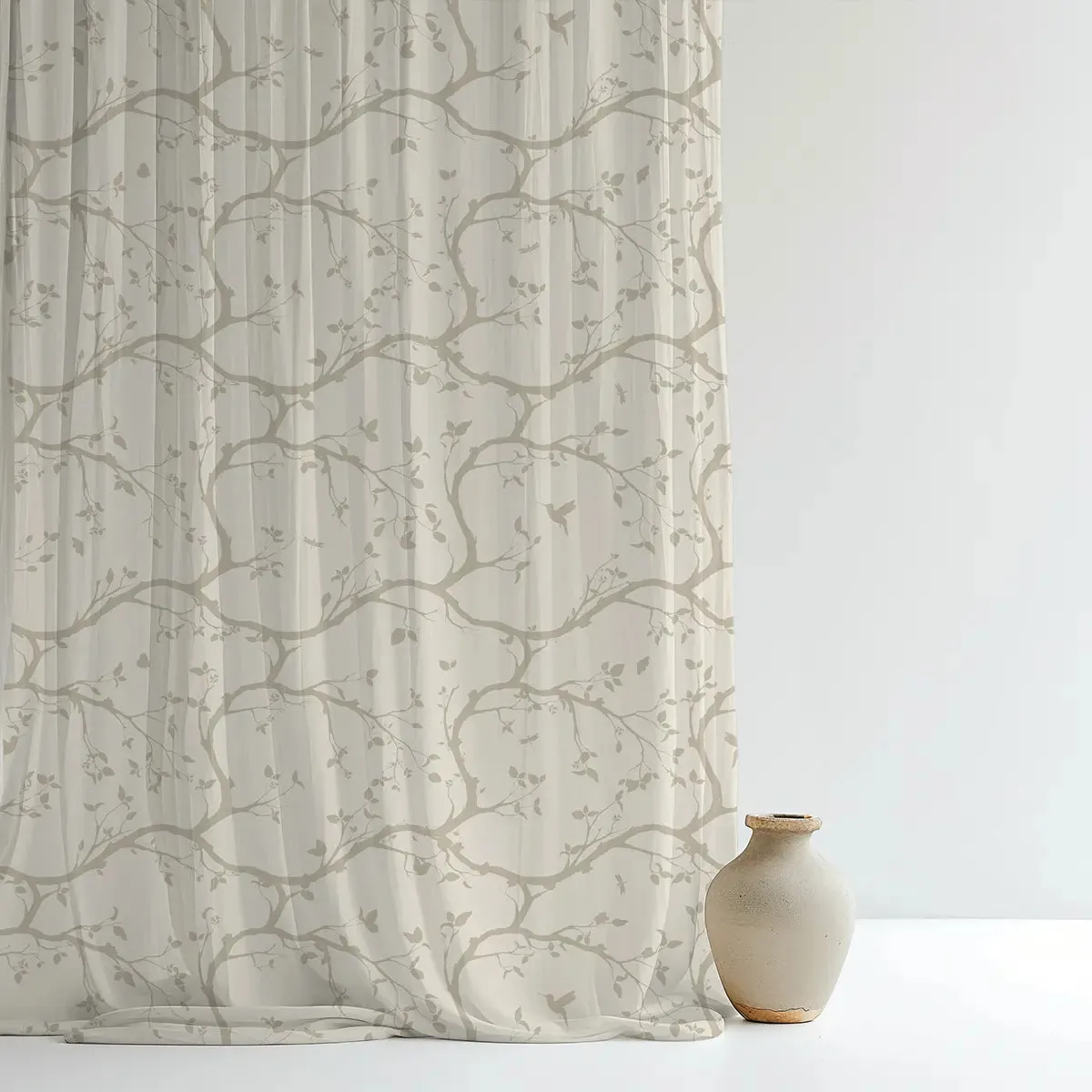 Echo Chinoiserie Style Cutrain Fabric Beige