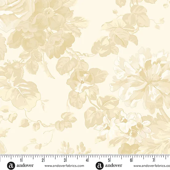 Fabric PARCHMENT ROSE GARDEN 108" wide BACKING from BOTANICAL BEAUTIES Collection by Laundry Basket Quilts for Andover, AW-1187-LL