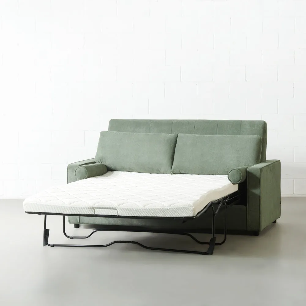 FONDA - Green Fabric Sofabed with Memory Foam Mattress