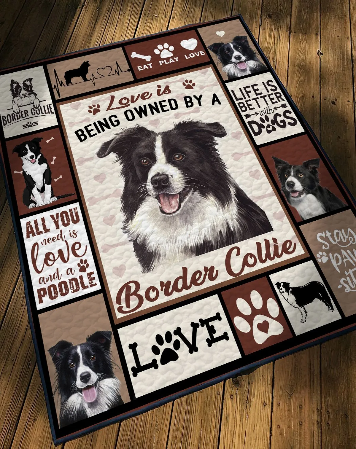 Gearhuman 3D Love Is Being Owned By A Border Collie Quilt