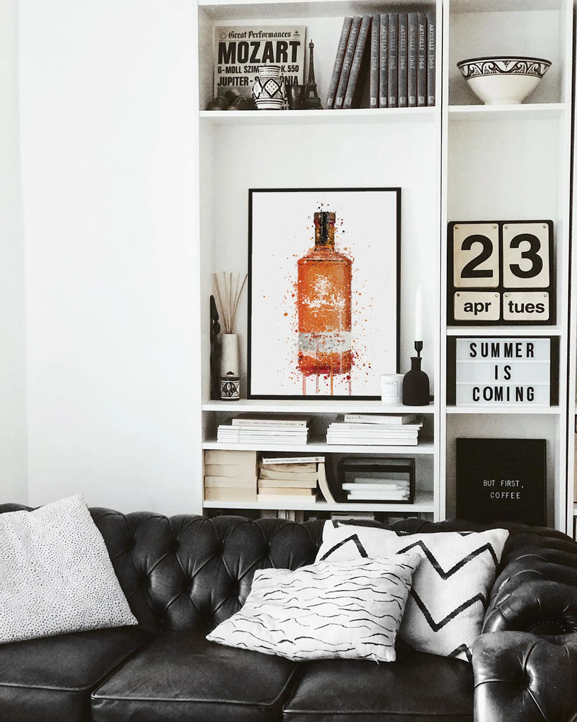 Gin Bottle Wall Art Print 'Blood Orange'