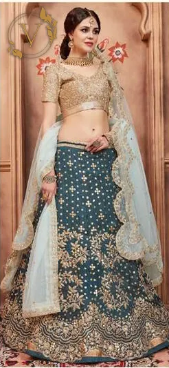 Green Designer Lehenga with Dupatta