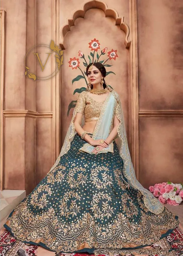 Green Designer Lehenga with Dupatta