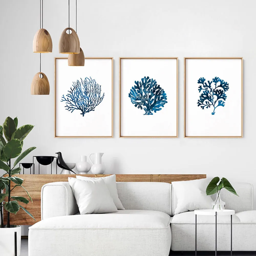 Hamptons Watercolour Blue Coral VI - Art Print